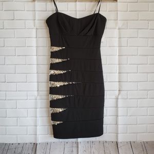 Windsor Sz S Black Silver Strapless Dress NWT